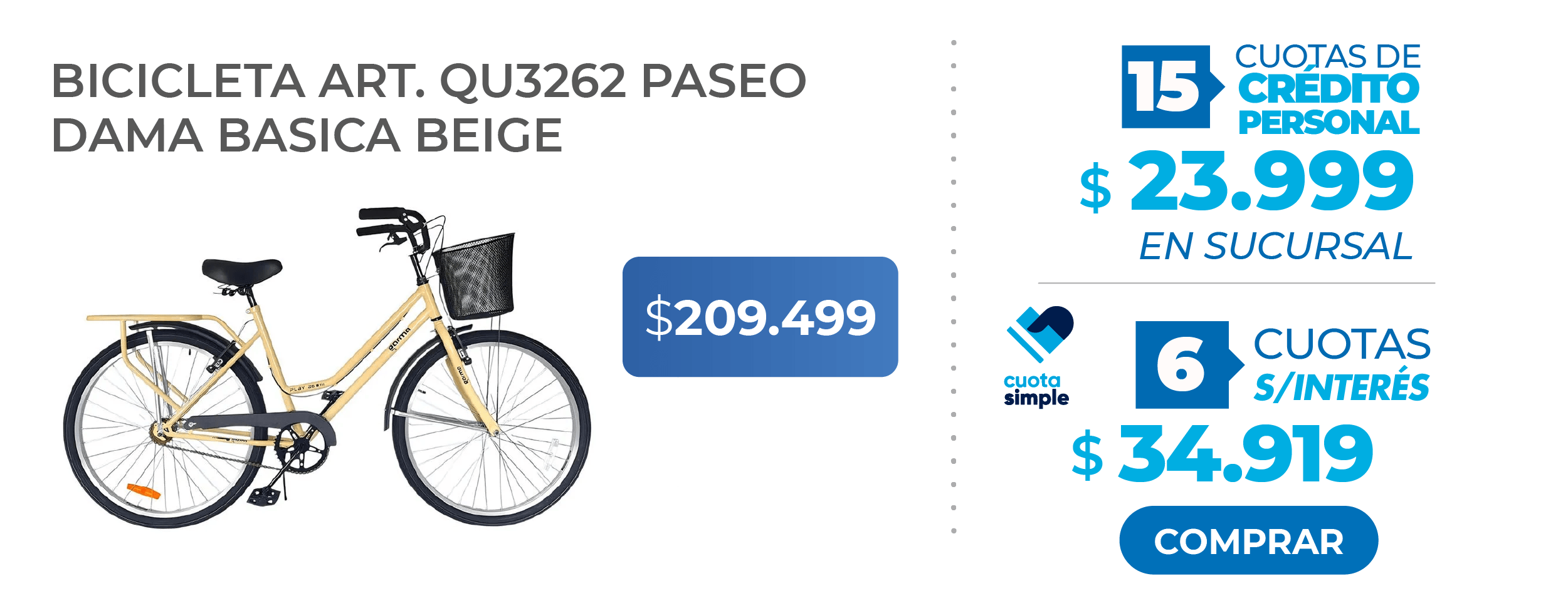 Bicicleta de Paseo QU3262 Dama